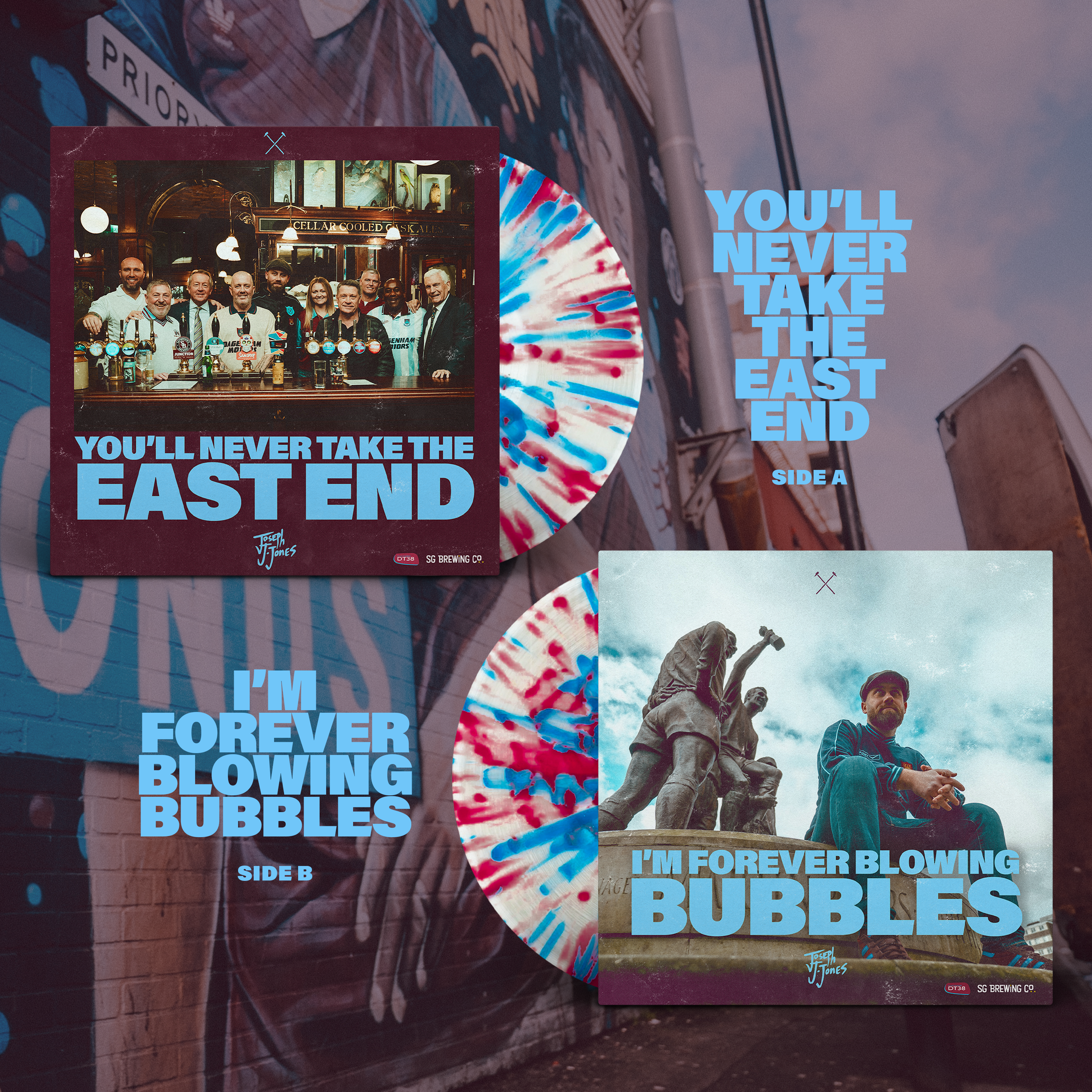 'You'll Never Take The East End' 7 Inch Claret & Blue Splattered Vinyl [Signed] [Limited Edition]